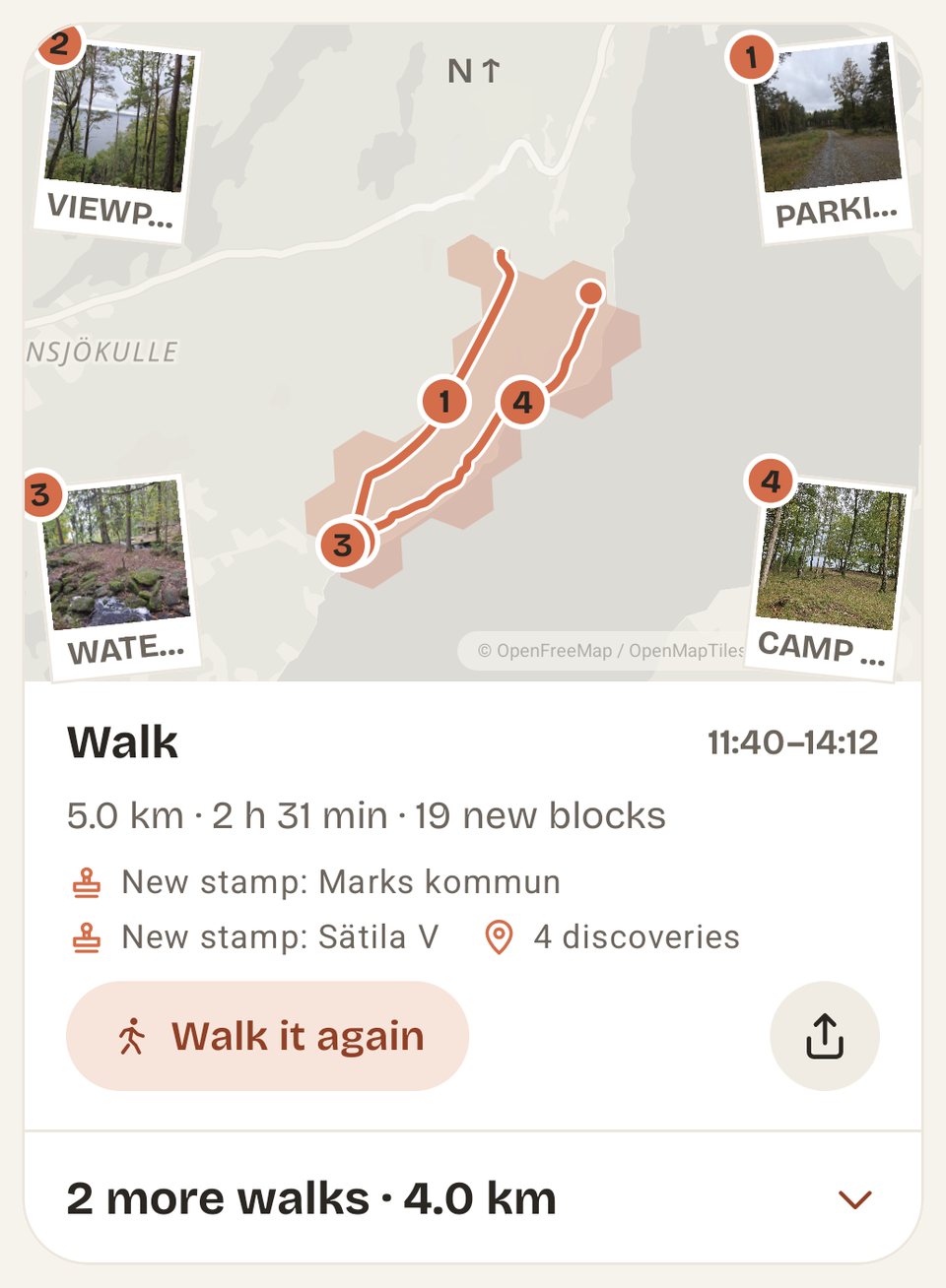 En dag i loggboken: en promenad på kartan med fyra upptäckter